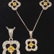 custom gold & diamond necklace and matching earrings