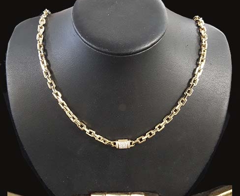 custom solid necklace with custom diamond lock