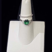 emerald 14k white gold & diamond ring matched with 18k white gold & diamond band - sold separately