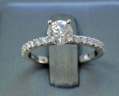 custom diamond ring with diamond studded band
