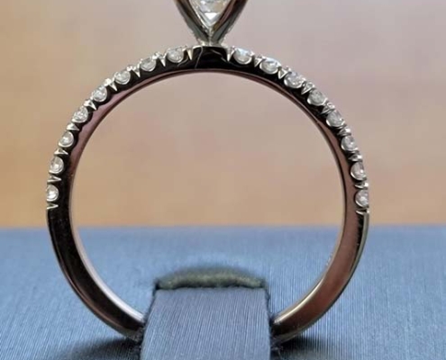 custom diamond ring with diamond studded band