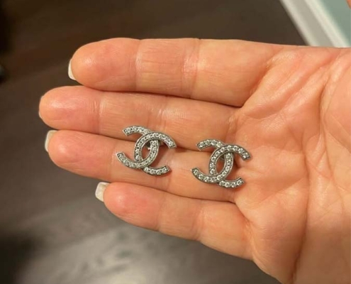 custom diamond earrings, inspired by Chanel