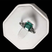 emerald engagement ring celtic band 14k white gold