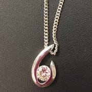 custom pendant with chain - 14kt white gold with customer supplied diamond