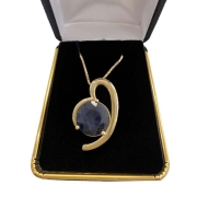 custom 10ct sapphire pendant in 14k gold