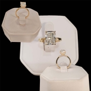 custom 2.77ct radiant cut lab diamond with 32 natural diamonds totaling .15tw - mounted on 14k yellow gold