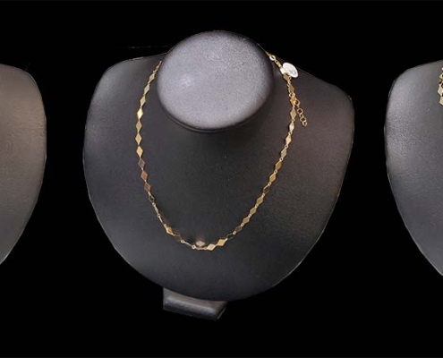 10k yellow gold Italian Y necklace and 10k yellow gold diamond shaped link necklace - worn separately or together