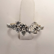 ladies 14k custom ring with customer repurposed diamonds - white gold top yellow gold band