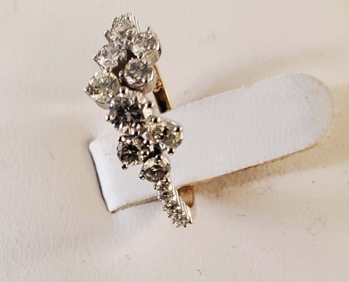 ladies 14k custom ring with customer repurposed diamonds - white gold top yellow gold band