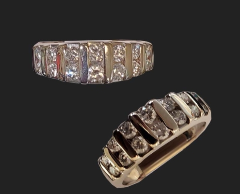 14k white gold channel set custom ring total wt 1ct of diamonds