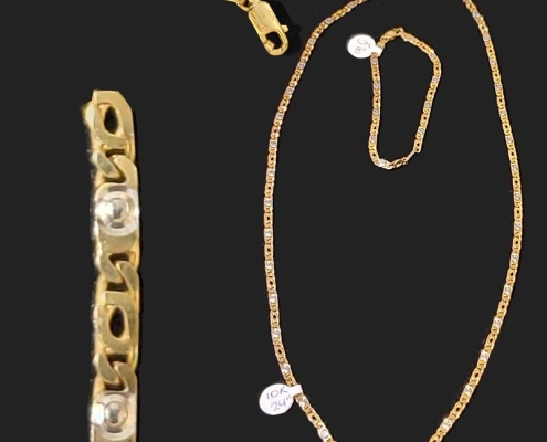 10kt 2 toned Italian Gold necklace with matching bracelet