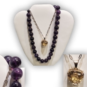 14mm genuine amethyst beads custom citrine pendant