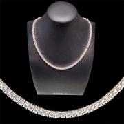 silver rhodium plated necklace with cubic zirconia gem stones