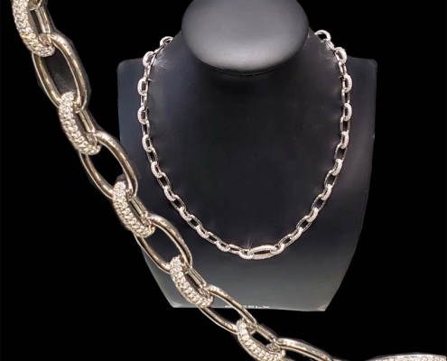 sterling silver chain cubic zirconia stones